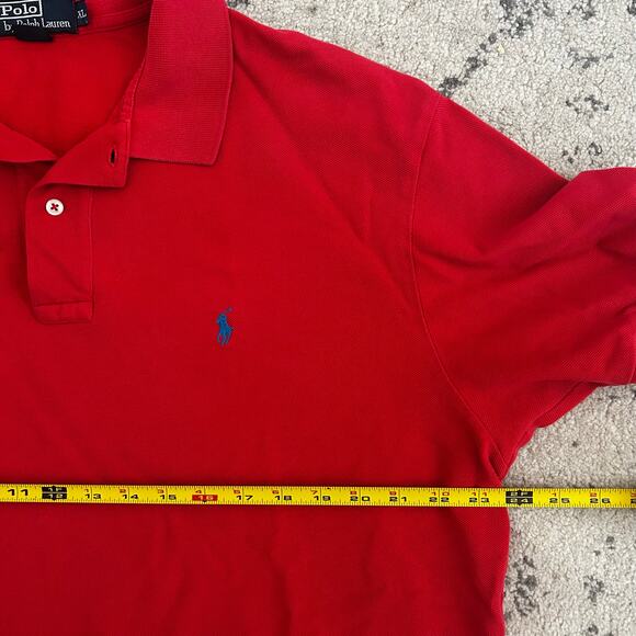 Polo Ralph Lauren Red polo shirt Old Color fade Retro classic style Preppy Y2K - Picture 6 of 9